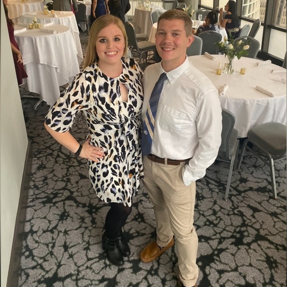 TCEC White Leopard Print Short Sleeve Dress size Large - Picture 4 of 7